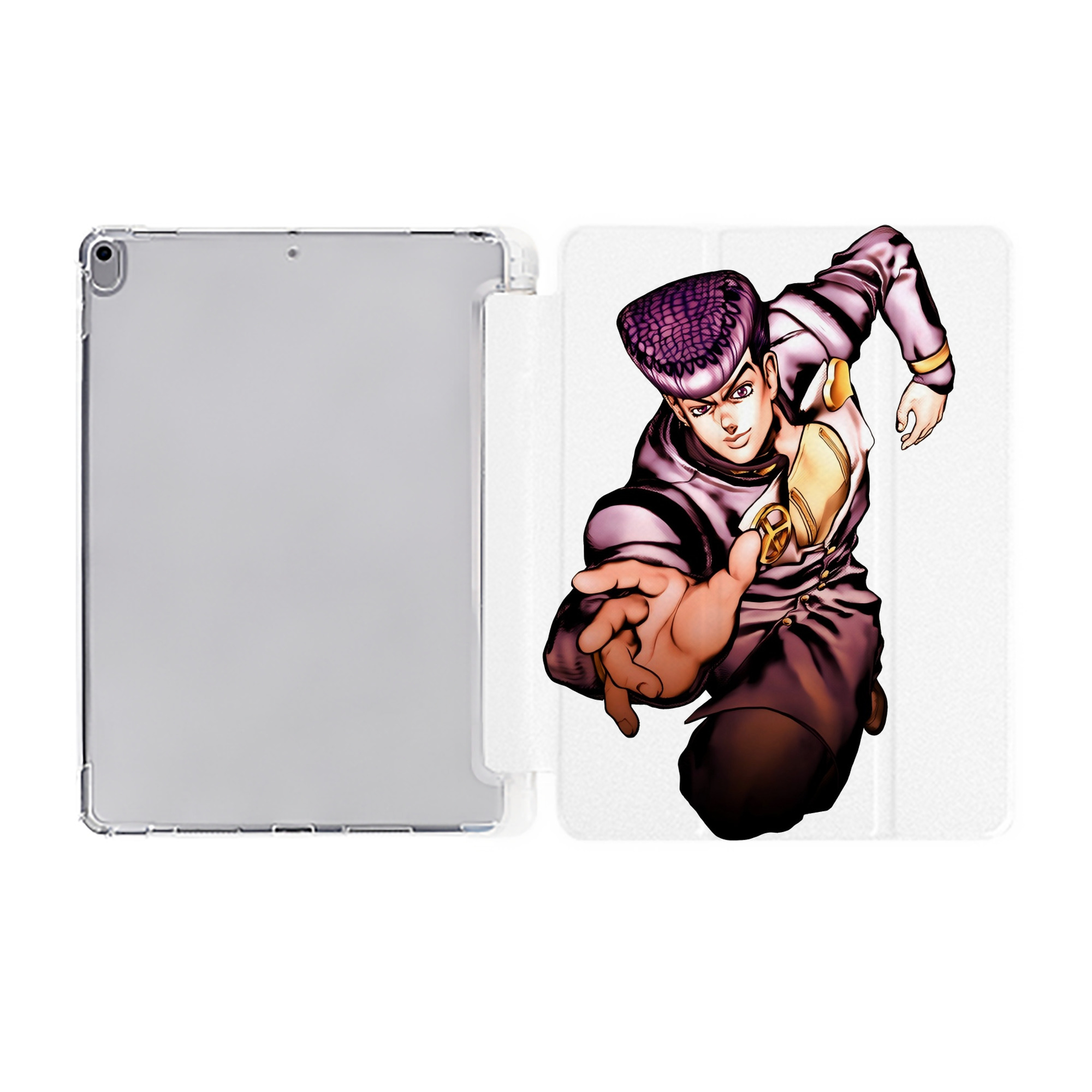（画像用） ジョジョの奇妙な冒険 ひがしかた じょうすけ JoJo's Bizarre Adventure Higashikata Josuke IPad ケース ペン収納付き 三つ折りスタンド PUレザー×シリコン 対応機種9.5/10.5/10.9インチ